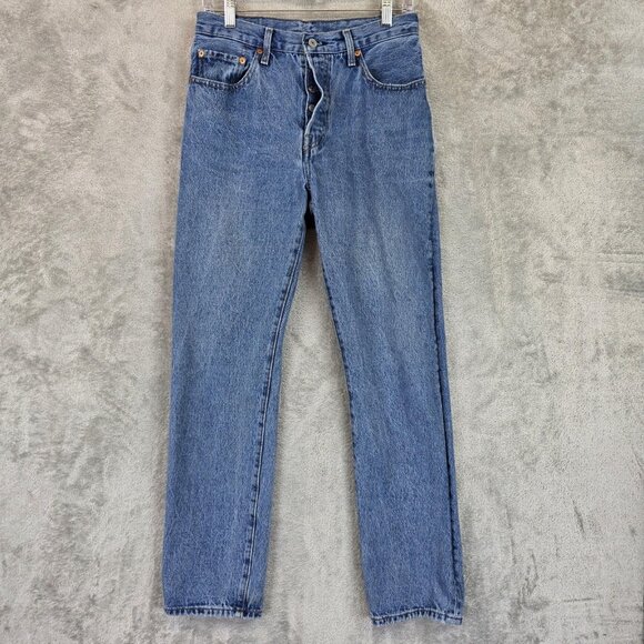 Levi's 501 Jeans Womens 27 Blue Denim Button Fly Straight Premium PC9 12501-0438 - Picture 1 of 16